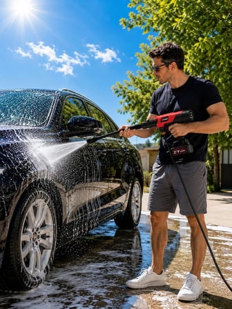 okaoda 💥💥A035 Şarjlı Basınçlı Oto Yıkama Makinesi Kömürsüz Motor Dijital Ekran Ayarlanabilir Su Basıncı