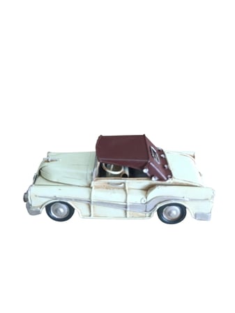 Eskitme Metal Klasik Dekoratif Otomobil - Beyaz (15x7 cm)