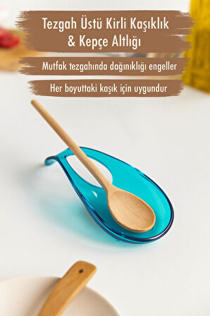 Akrilik Aquamarin Tezgah Üstü Kirli Kaşıklık & Kepçe Altlığı