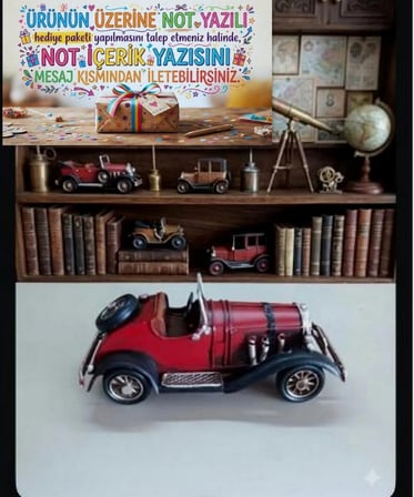 Geçmişin Zarafeti Masanızda: Retro Tarz El İşçiliği Koleksiyon Arabası(dilediğiniz notu hediye paketi üzerine yazılı şeklinde gönderim yapılmaktadır)