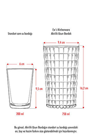 Allegra Beyaz Bardak - 750 ml Tekli Akrilik Malzeme - Cam Değildir Kırılmaya Dayanıklı