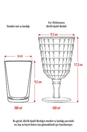 Allegra Füme 6’lı Kadeh Bardak Seti 750 ml Akrilik Malzeme - Cam Değildir Kırılmaya Dayanıklı