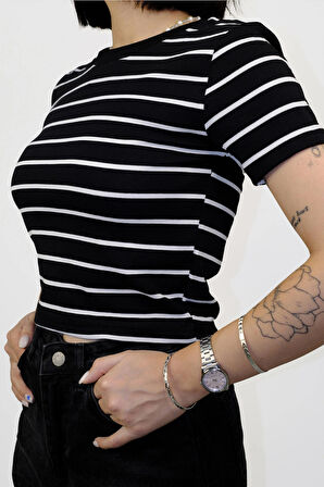 Kadın Basic Çizgili Tişört