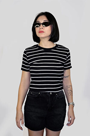 Kadın Basic Çizgili Tişört