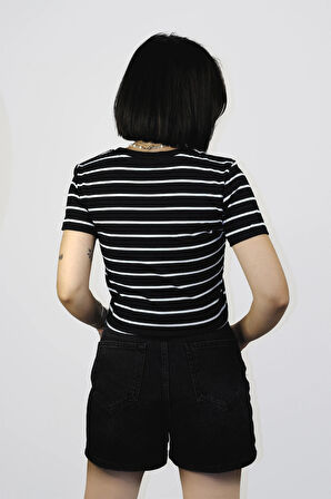Kadın Basic Çizgili Tişört