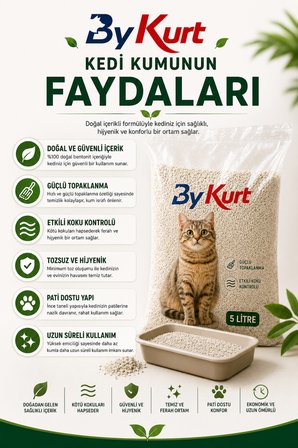 Kedi Kumu Bentonit Topaklanan Koku Kontrollü Tozsuz 5 Litre