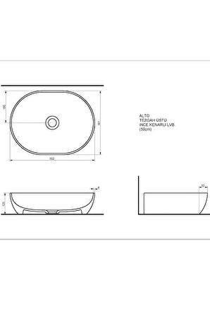 Alto Oval Mat Kahverengi Deliksiz Lavabo 50 Cm