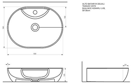 Alto Lavabo Mat Siyah 50 cm - A002060H