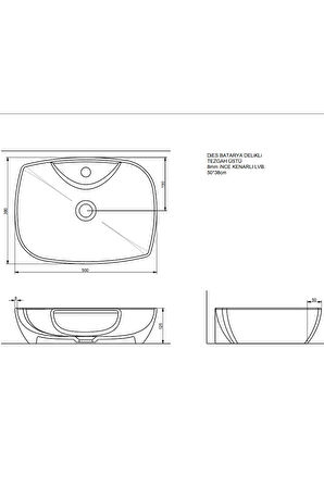 Dies Oval Beyaz Delikli Lavabo 50 Cm A002161h