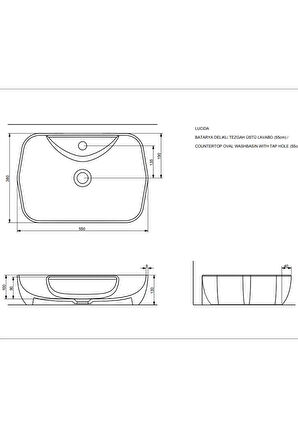 Lucida Oval Beyaz Delikli Lavabo 55 Cm A002561H