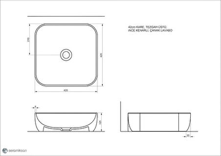 Form Tezgah Üstü Kare Lavabo 42 Cm