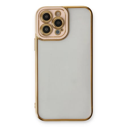 İphone 13 Pro Max Kılıf Liva Lens Silikon - Pudra