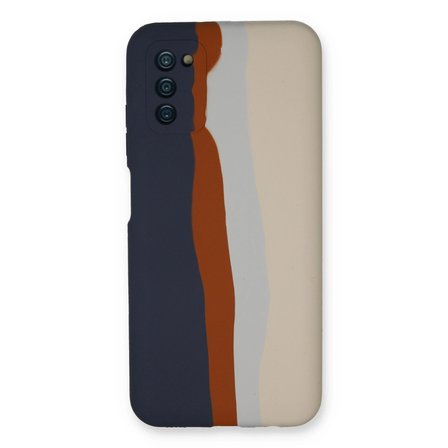 Samsung Galaxy A03s Kılıf Ebruli Lansman Silikon - Lacivert-krem