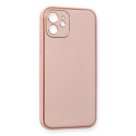 İphone 12 Kılıf Coco Deri Silikon Kapak - Pembe