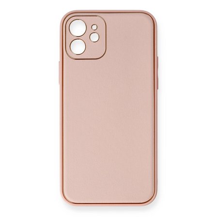İphone 12 Kılıf Coco Deri Silikon Kapak - Pembe