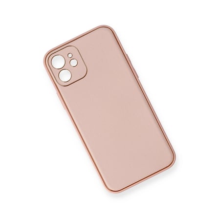 İphone 12 Kılıf Coco Deri Silikon Kapak - Pembe