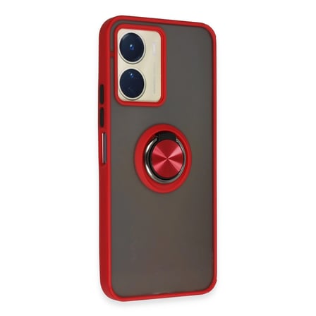 Vivo Y16 Kılıf Montreal Yüzüklü Silikon Kapak - Kırmızı