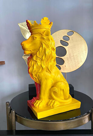 Dekoratif Glatasaray Temalı Aslan Biblo Sarı Kırmızı Figür Aslan