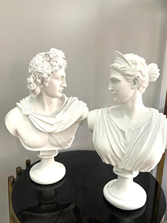 Afrodit Ve Apollon İkili Heykel Takım Büst