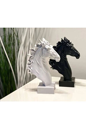 Dekoratif At Kafası Büst Büyük Boy Heykeli Kaideli 