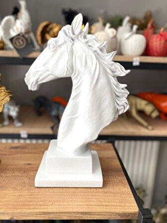 Dekoratif At Kafası Büst Büyük Boy Heykeli Kaideli 