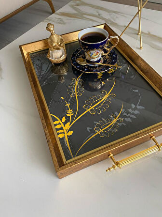 Desenli Çay Tepsisi ,lüx Çay Tepsisi,sunum Tepsisi