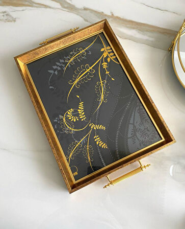 Desenli Çay Tepsisi ,lüx Çay Tepsisi,sunum Tepsisi