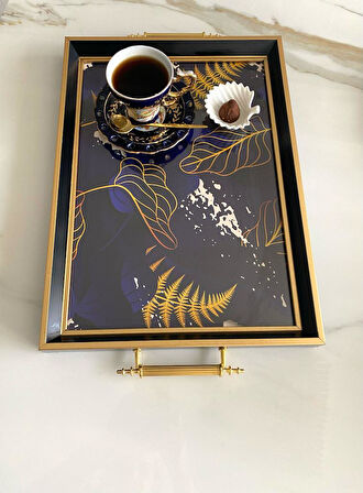 Desenli Çay Tepsisi ,lüx Çay Tepsisi,sunum Tepsisi Palmiye