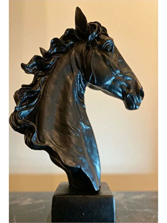 Kişiye Özel İsim Veya Markanızı Yazılabilir Dekoratif At Kafası Büst Büyük Boy Heykeli Kaideli 