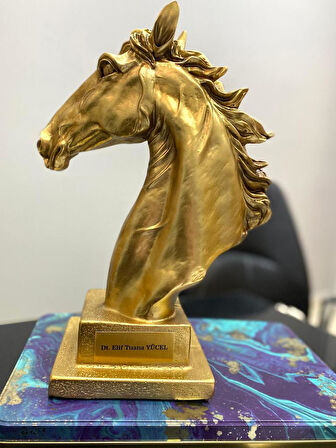 Kişiye Özel İsim Veya Markanızı Yazılabilir Dekoratif At Kafası Büst Büyük Boy Heykeli Kaideli 