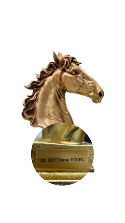 Kişiye Özel İsim Veya Markanızı Yazılabilir Dekoratif At Kafası Büst Büyük Boy Heykeli Kaideli 