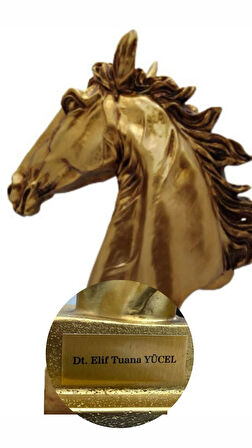 Kişiye Özel İsim Veya Markanızı Yazılabilir Dekoratif At Kafası Büst Büyük Boy Heykeli Kaideli 