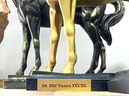 Kişiye Özel İsim Veya Markanızı Yazılabilir Dekoratif At Büst Büyük Boy Heykeli Kaideli 