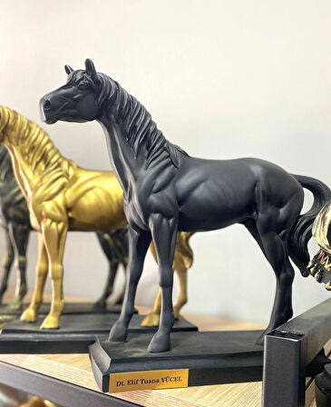 Kişiye Özel İsim Veya Markanızı Yazılabilir Dekoratif At Büst Büyük Boy Heykeli Kaideli 