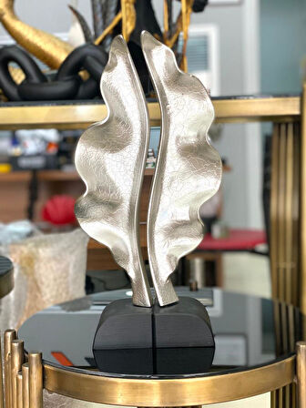 2 Li Dekoratif Kaideli Yaprak Biblo Modern Özel Tasarım Birbirini Tamamlayan Obje