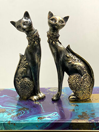 2 Li Dekoratif Kedi Biblo Desenli 