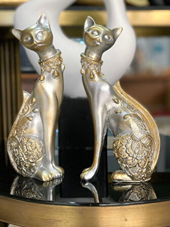 2 Li Dekoratif Kedi Biblo Desenli 