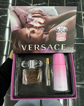 Versace Bright Crystal Yüksek Kalıcılık (EDP)Kadın Parfüm  Hediyelik Set 3'lü