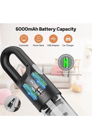 Şarjlı Araç İçi Süpürge Taşınabilir Hafif Ev Ofis Kullanımına uYGUN 120W 8000Pa Vacuum Cleanner