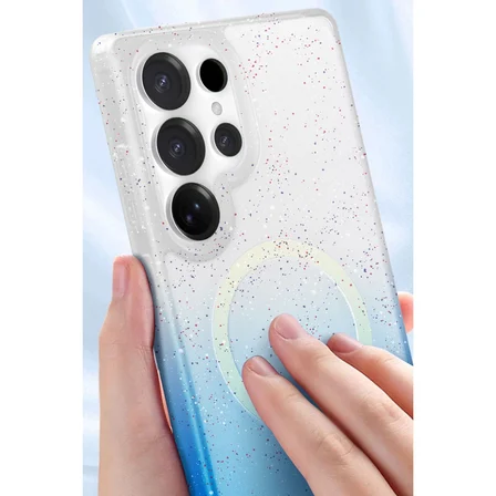 Samsung Uyumlu Galaxy S25 Plus Pummel Shiny Magsafe Kapak - Mavi