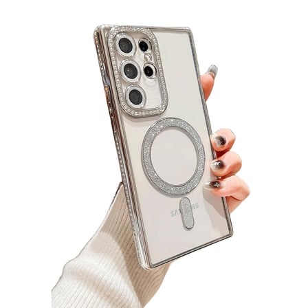 Samsung Galaxy S24 Ultra Kılıf Joke Simli Magneticsafe Kılıf - Derin Mor