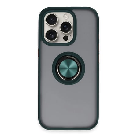 İphone 16 Pro Max Kılıf Montreal Yüzüklü Silikon Kapak - Yeşil
