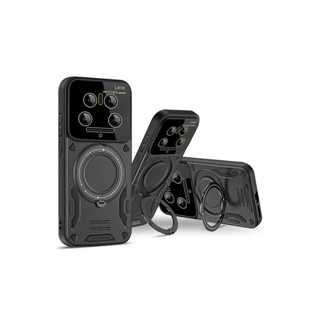 Xiaomi Mi 14 Ultra Kılıf Joy Lens Standlı Kapak - Koyu Yeşil
