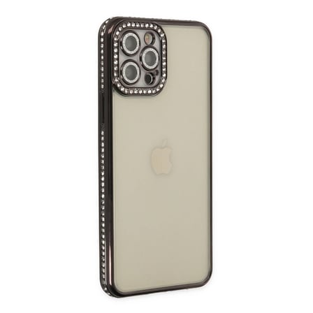 İphone 12 Pro Kılıf Joke Taşlı Silikon - Siyah