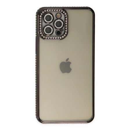 İphone 12 Pro Kılıf Joke Taşlı Silikon - Siyah