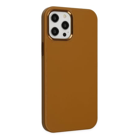 İphone 12 Pro Max Kılıf Asya Deri Silikon - Kahverengi