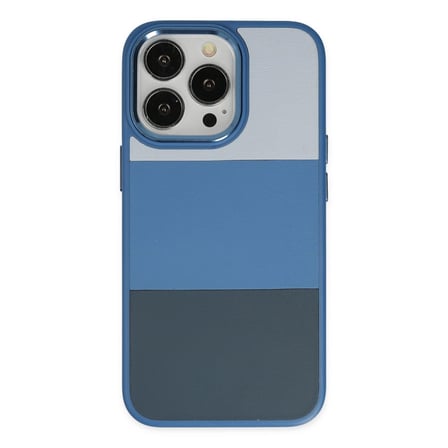 İphone 14 Pro Max Kılıf King Kapak - Açık Mavi-lacivert