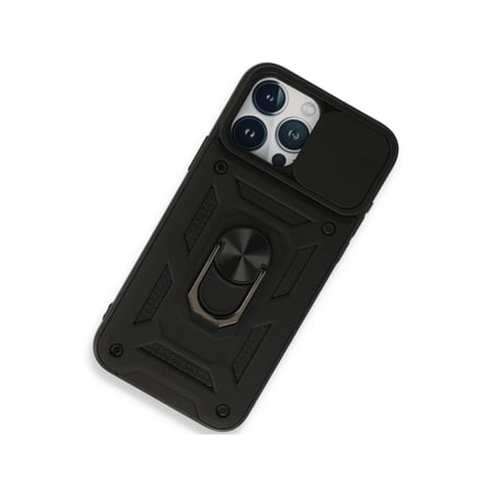 İphone 15 Pro Max Kılıf Pars Lens Yüzüklü Silikon - Siyah