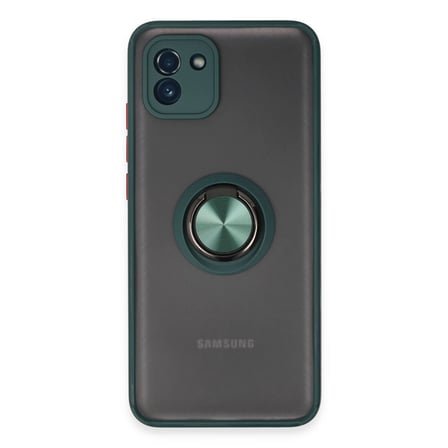Samsung Galaxy A03 Kılıf Montreal Yüzüklü Silikon Kapak - Yeşil