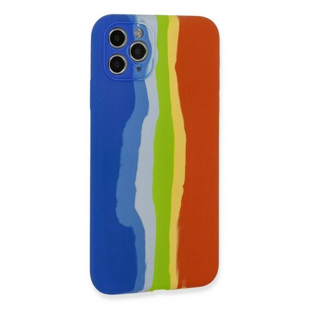 İphone 11 Pro Kılıf Ebruli Lansman Silikon - Mavi-turuncu